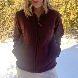 PATAGONIA synchilla fleece dark chocolate brown zip up small